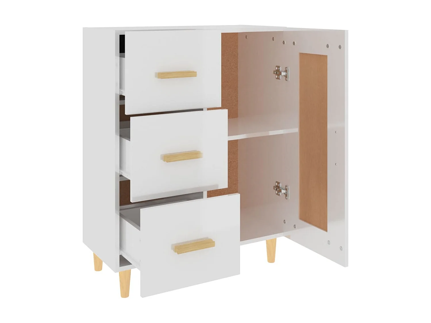 Buffet Blanc brillant 69,5x34x90 cm Bois d'ingénierie