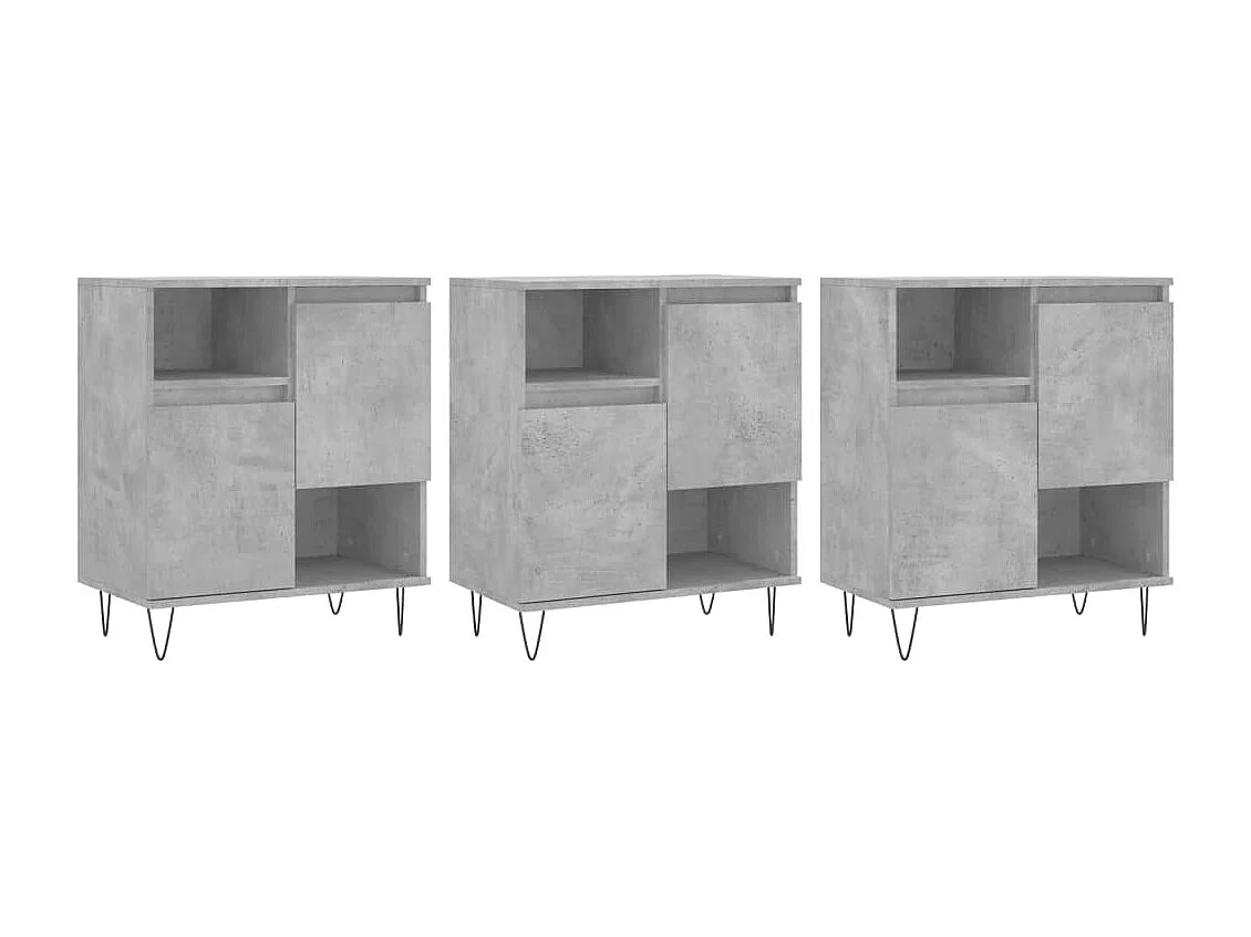 Buffets 3 pièces gris béton bois d'ingénierie