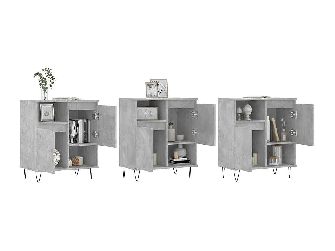 Buffets 3 pièces gris béton bois d'ingénierie