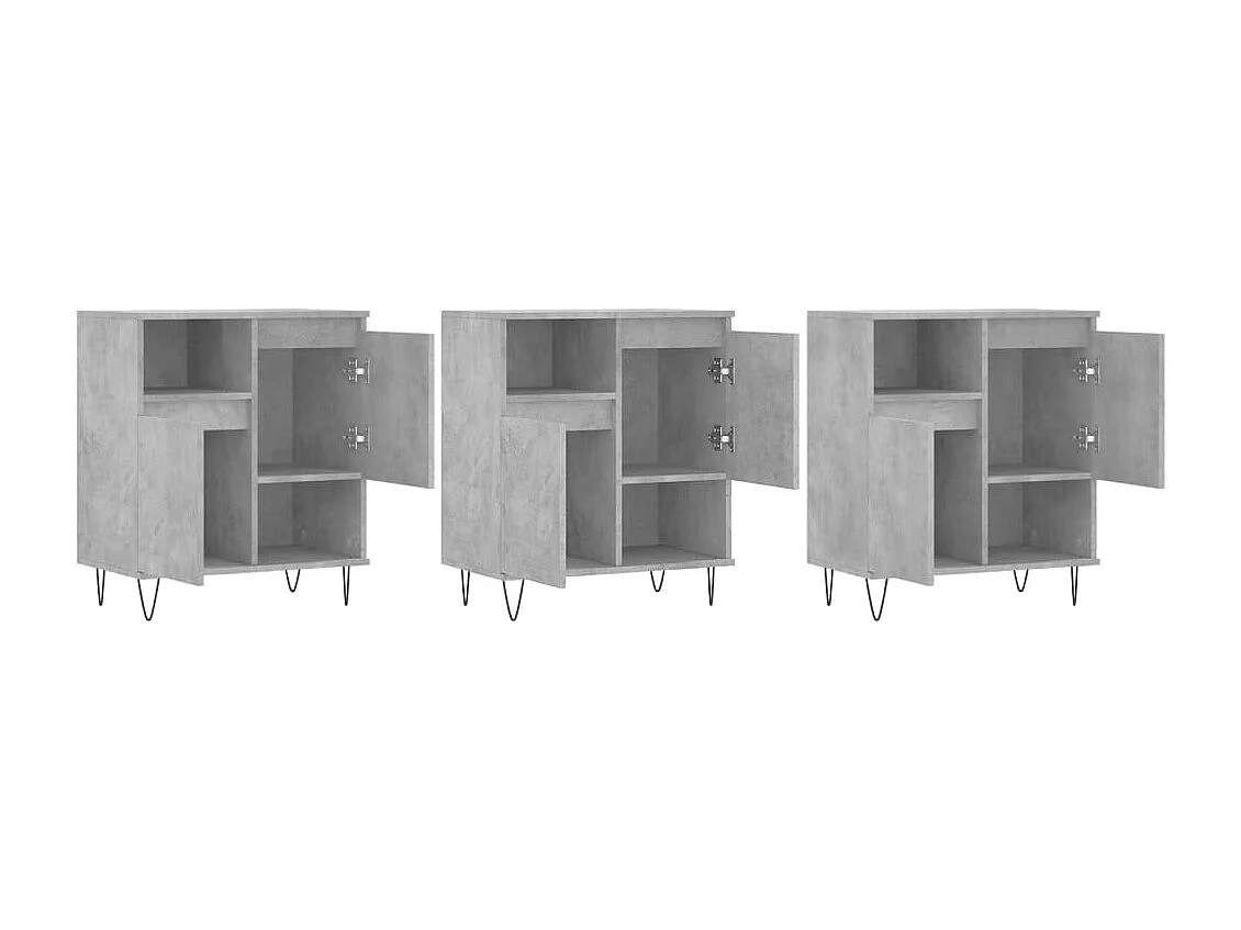 Buffets 3 pièces gris béton bois d'ingénierie