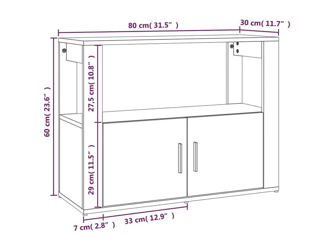 Buffet Chêne sonoma 80x30x60 cm Bois d'ingénierie