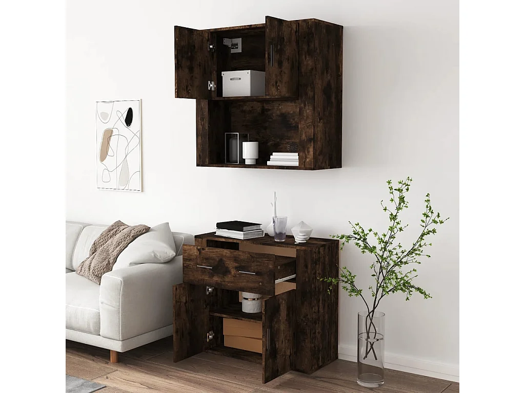 Buffet haut Chêne fumé Bois d'ingénierie