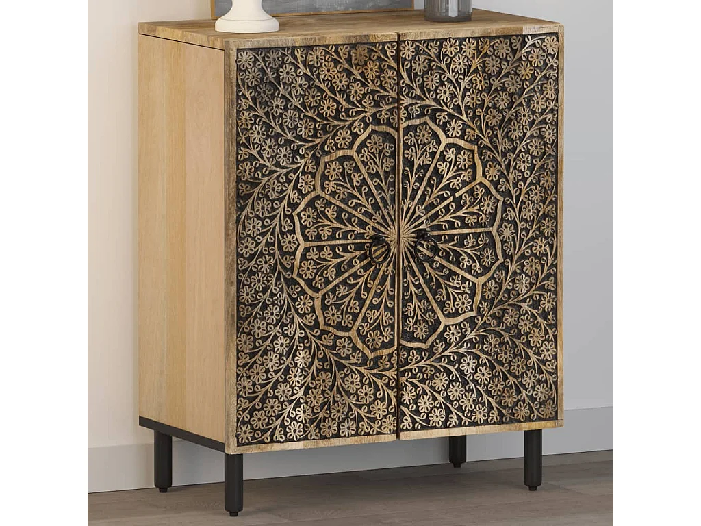 Armario auxiliar madera maciza de mango 60x33x75 cm