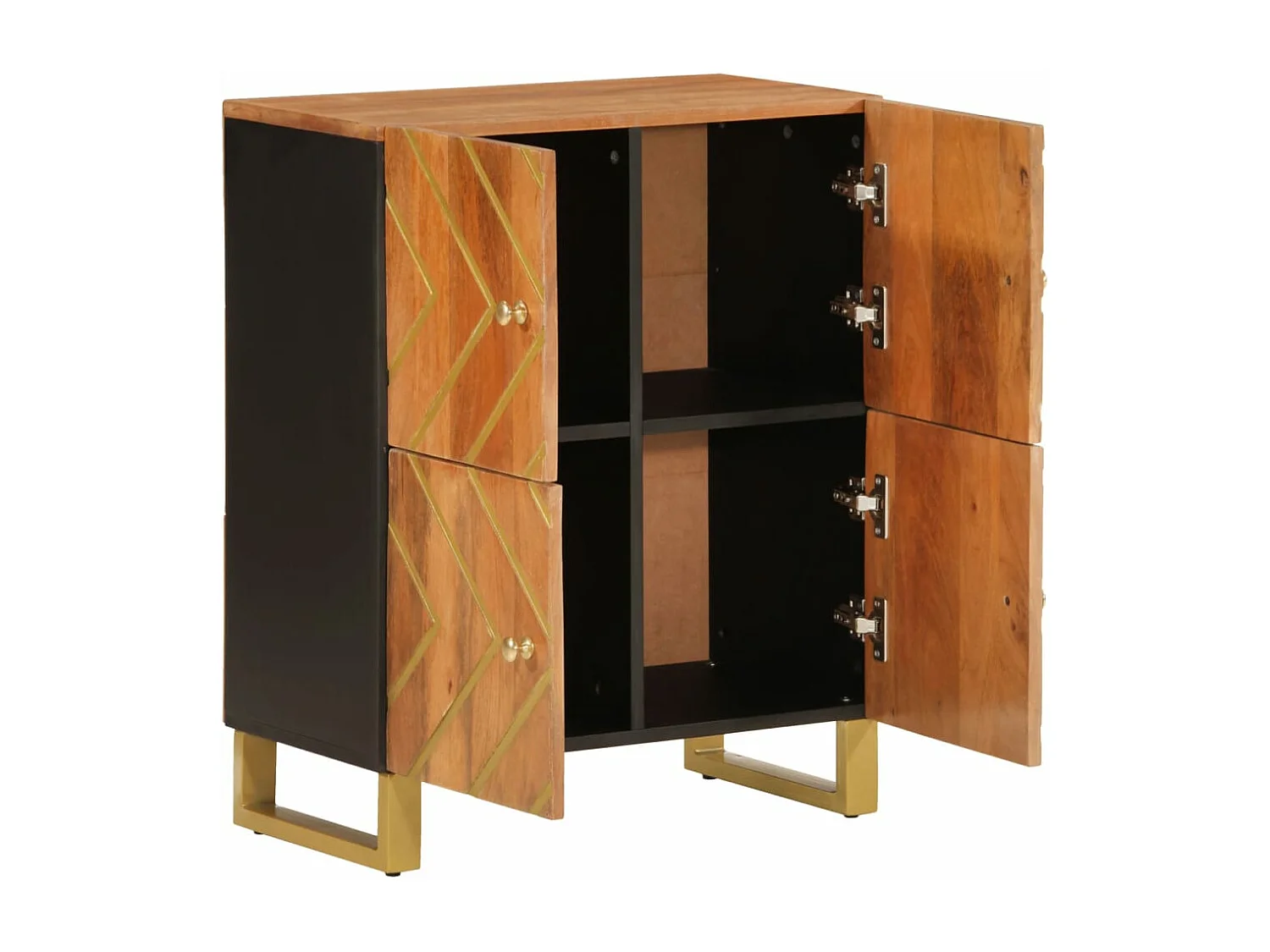 Armoire latérale marron et noir 60x33,5x75 cm bois de manguier