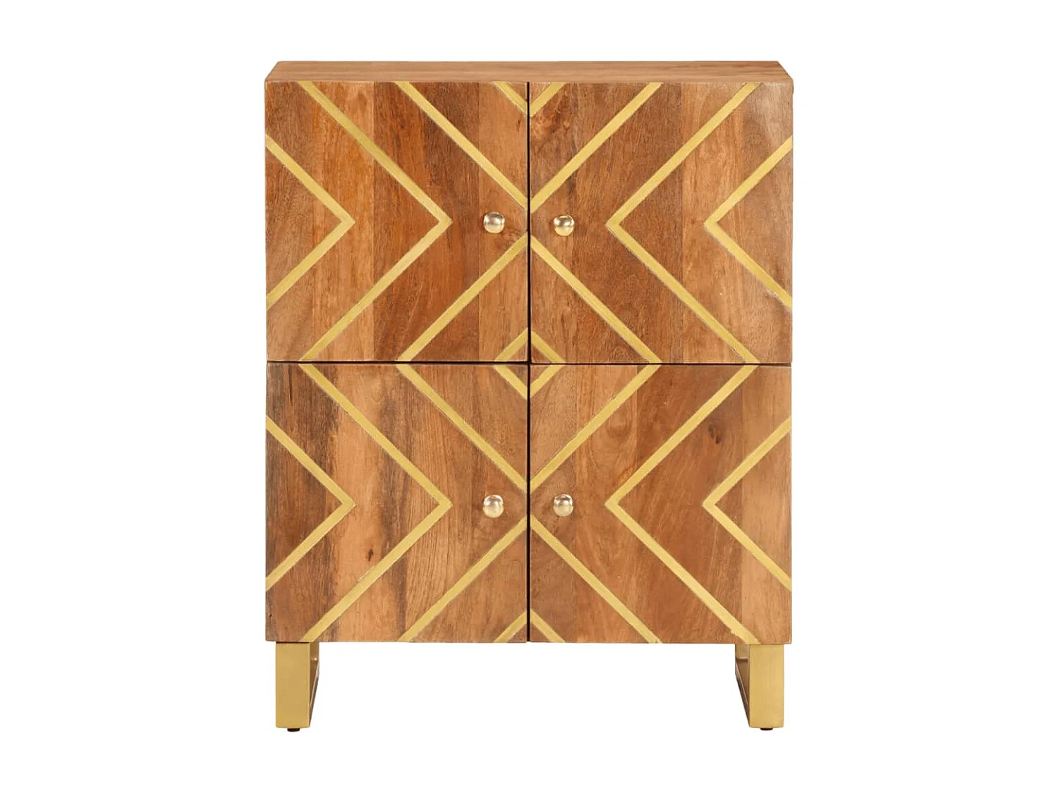 Armoire latérale marron et noir 60x33,5x75 cm bois de manguier