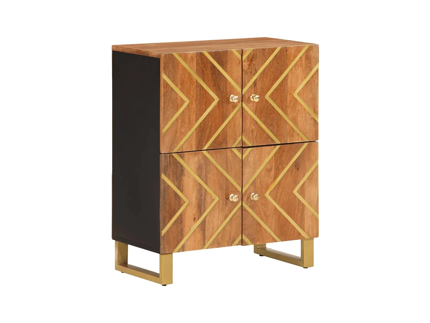 Mueble auxiliar madera maciza mango marrón/negro 60x33,5x75 cm