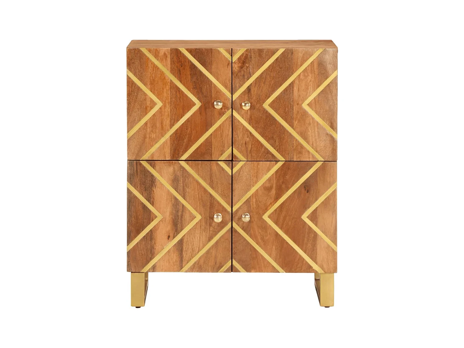 Mueble auxiliar madera maciza mango marrón/negro 60x33,5x75 cm