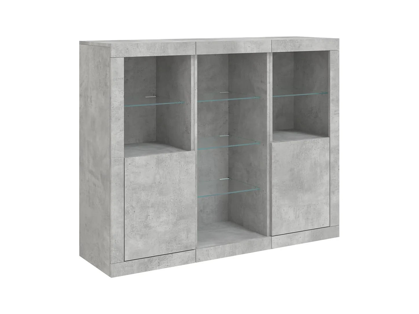 Buffets avec lumières LED 3 pièces gris béton bois d'ingénierie