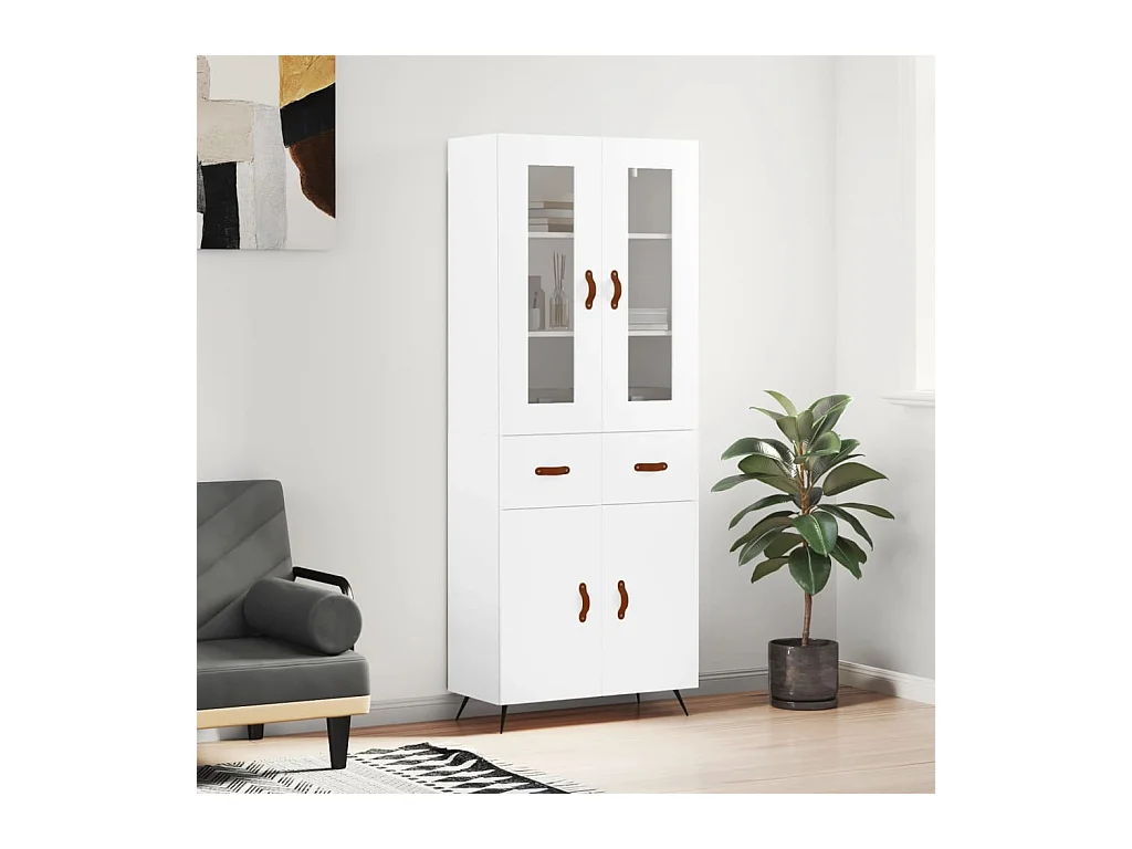 Buffet haut Blanc 69,5x34x180 cm Bois d'ingénierie