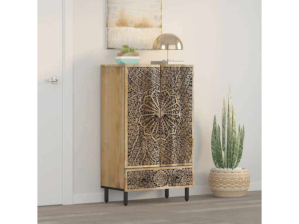 Buffet 60x33x100 cm bois de manguier massif