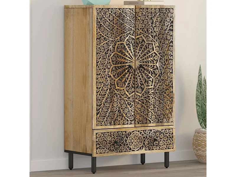 Aparador alto madera maciza de mango 60x33x100 cm