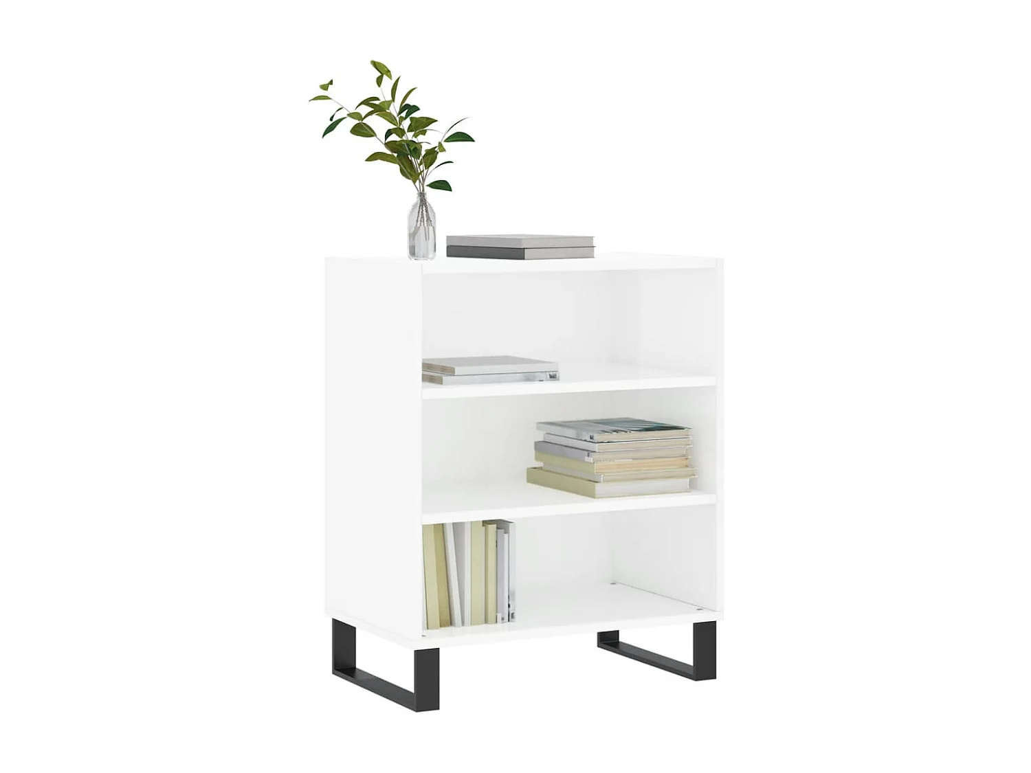 Buffet blanc brillant 57x35x70 cm bois d'ingénierie