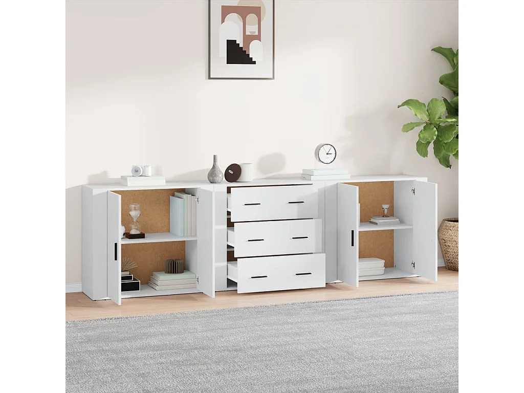 Buffets 3 pièces Blanc Bois d'ingénierie