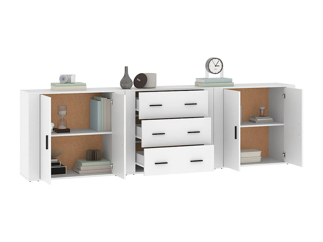 Buffets 3 pièces Blanc Bois d'ingénierie