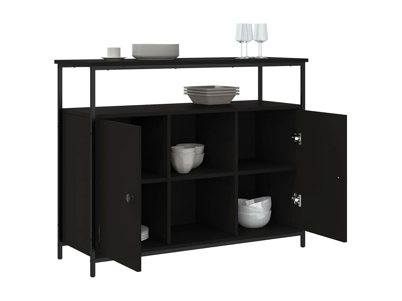 Buffet noir 100x35x80 cm bois d'ingénierie