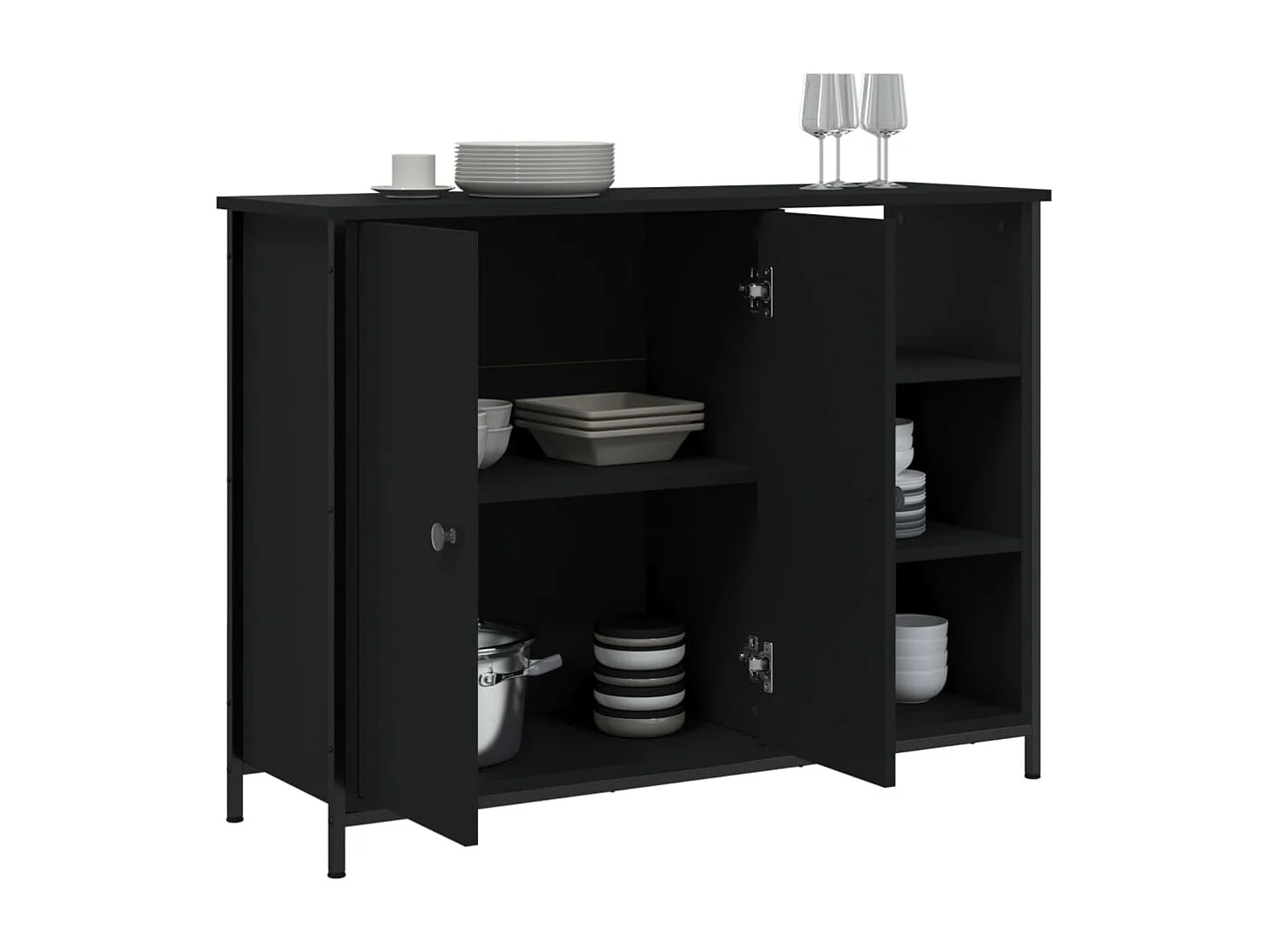 Buffet noir 100x33x75 cm bois d'ingénierie