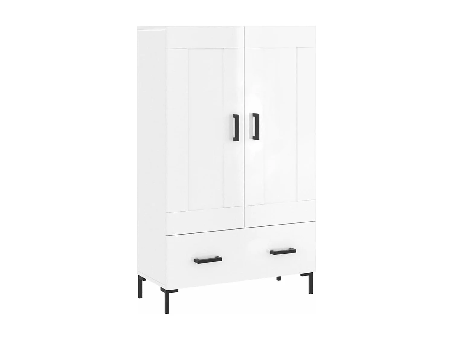 Buffet haut blanc brillant 69,5x31x115 cm bois d'ingénierie