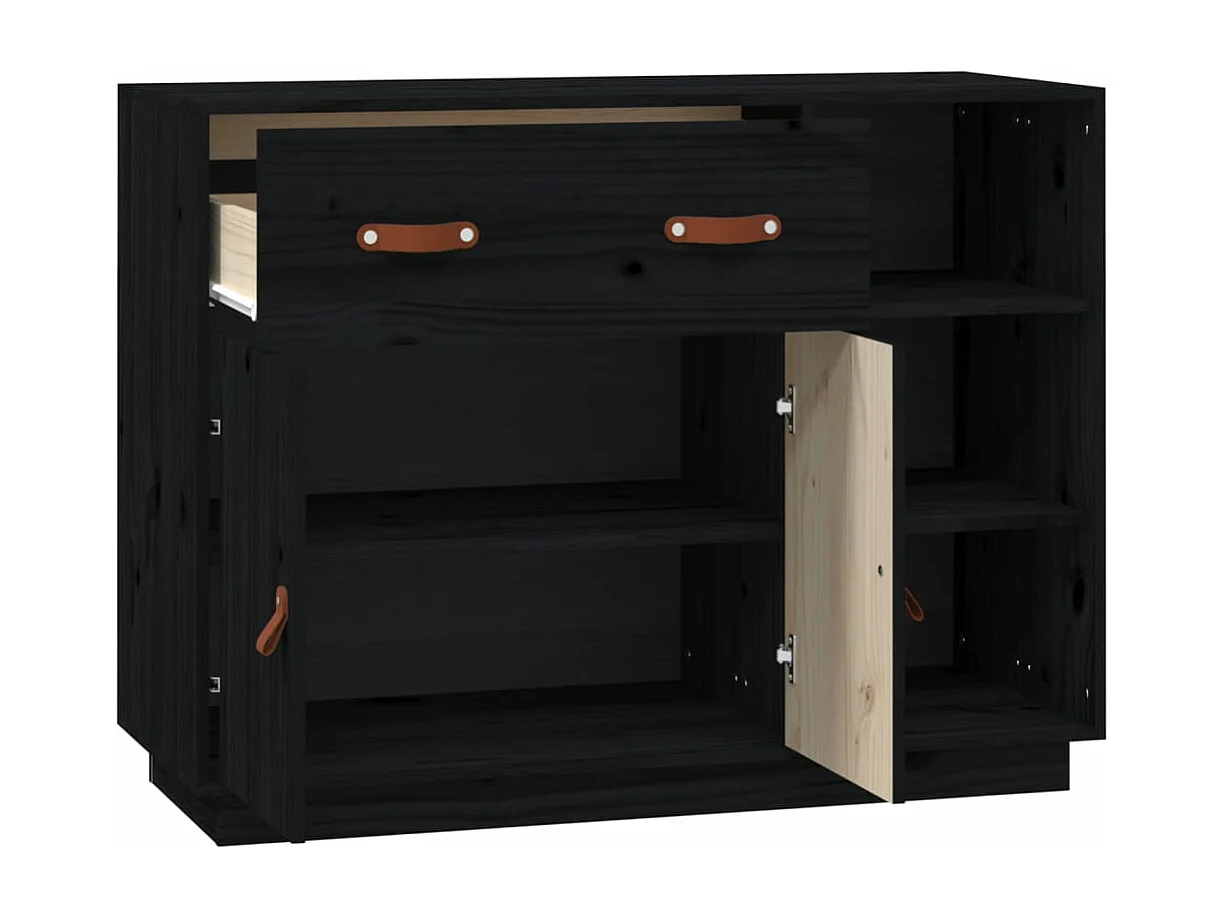 Buffet Noir 98,5x40x75 cm Bois massif de pin