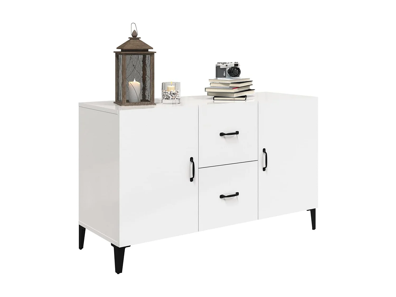 Buffet blanc brillant 100x36x60 cm bois d'ingénierie