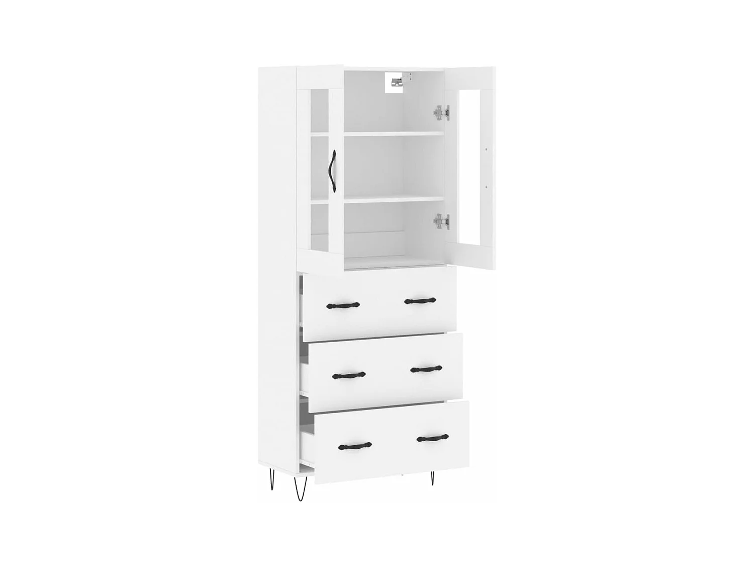 Aparador alto madera contrachapada blanco 69,5x34x180 cm