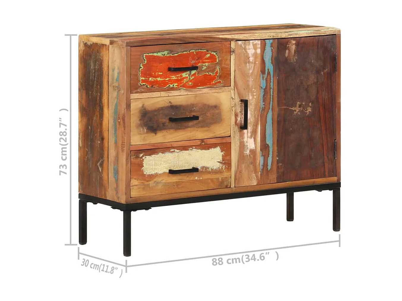 Dressoir 88x30x73 cm massief gerecycled hout