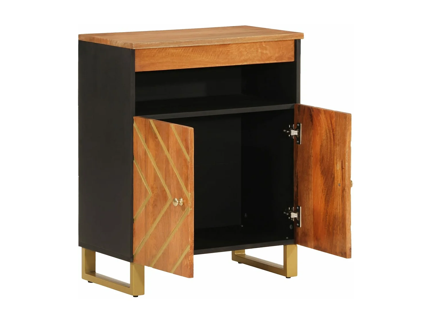 Armoire latérale marron et noir 60x33,5x75 cm bois de manguier