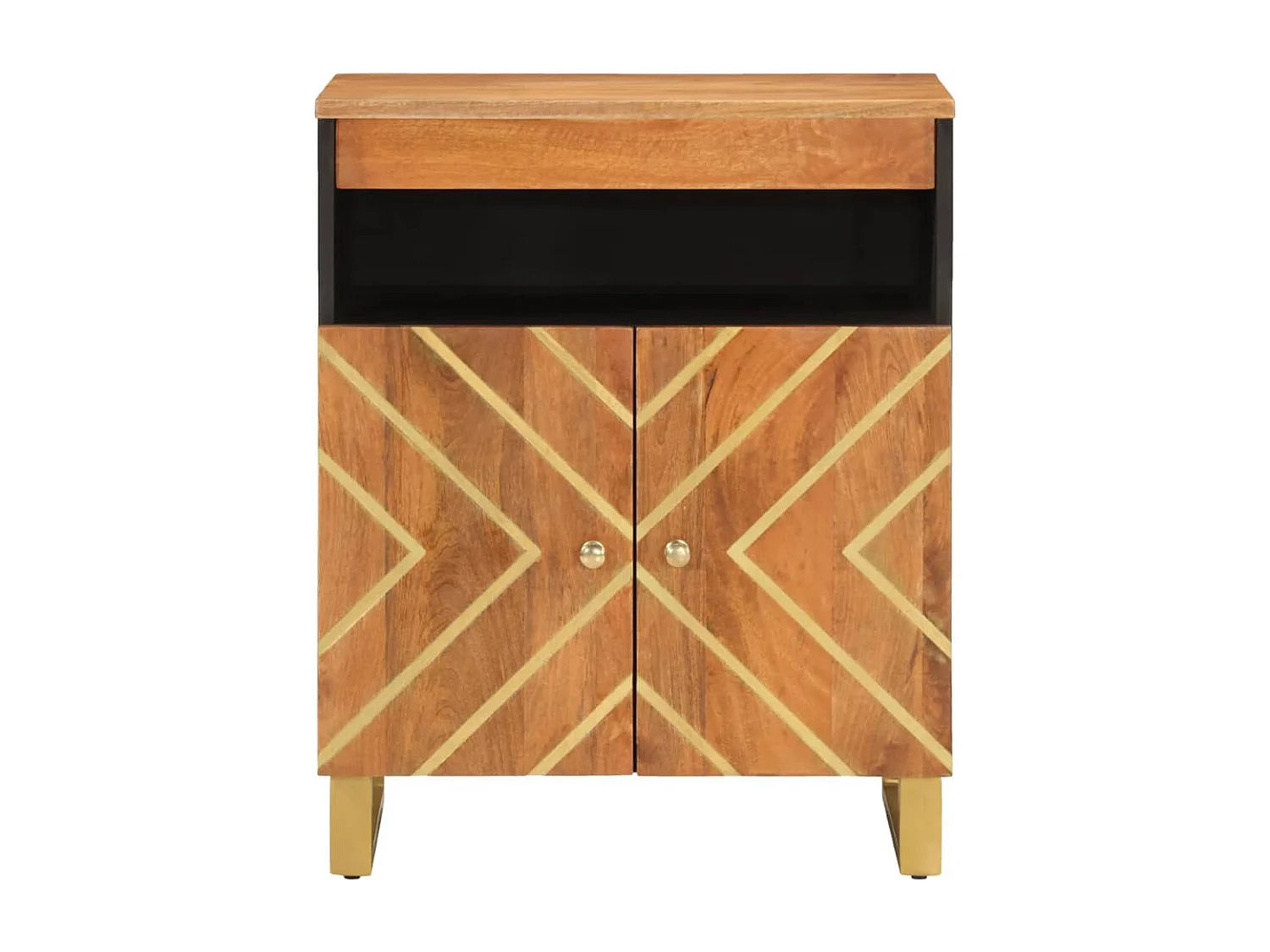 Armoire latérale marron et noir 60x33,5x75 cm bois de manguier