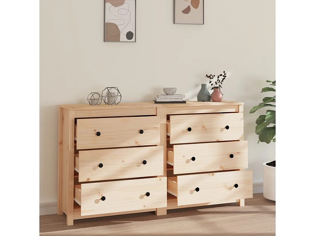 Aparador de madera maciza de pino 140x35x80 cm