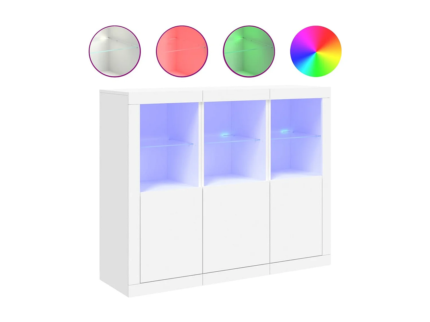 Dressoirs met LED-verlichting 3 stukkenbewerkt hout wit