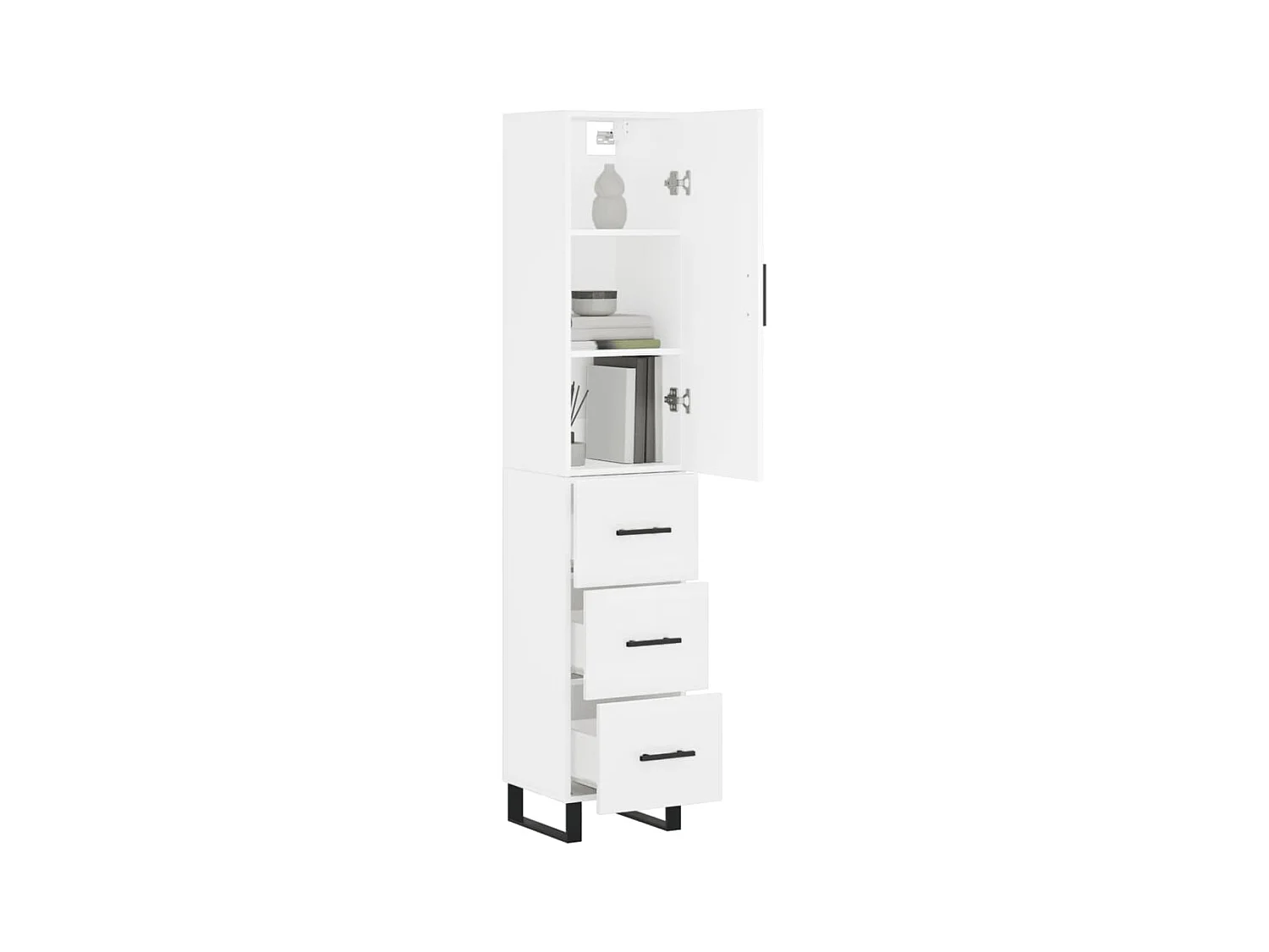Buffet haut Blanc 34,5x34x180 cm Bois d'ingénierie