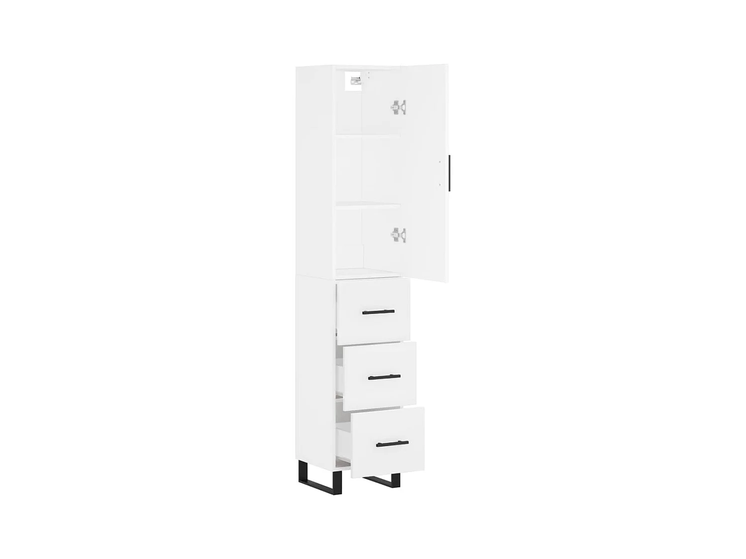 Buffet haut Blanc 34,5x34x180 cm Bois d'ingénierie