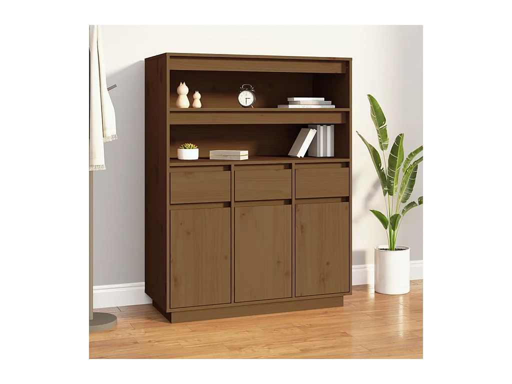 Buffet haut Marron miel 89x40x116,5 cm Bois massif de pin