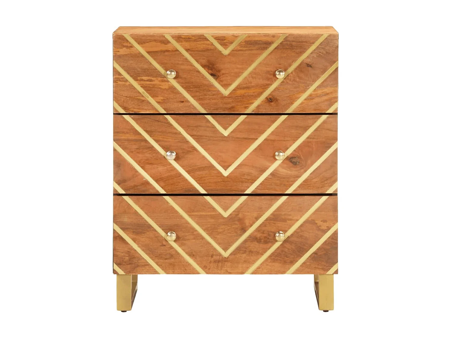 Armoire latérale marron et noir 60x33,5x75 cm bois de manguier