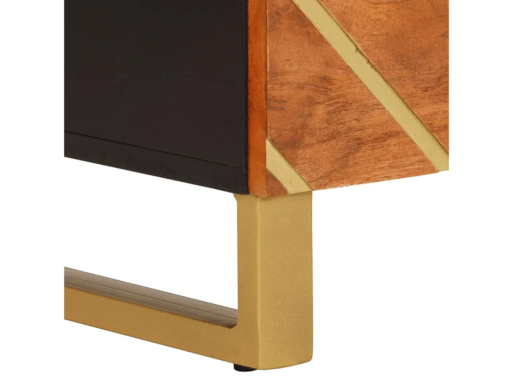 Armoire latérale marron et noir 60x33,5x75 cm bois de manguier