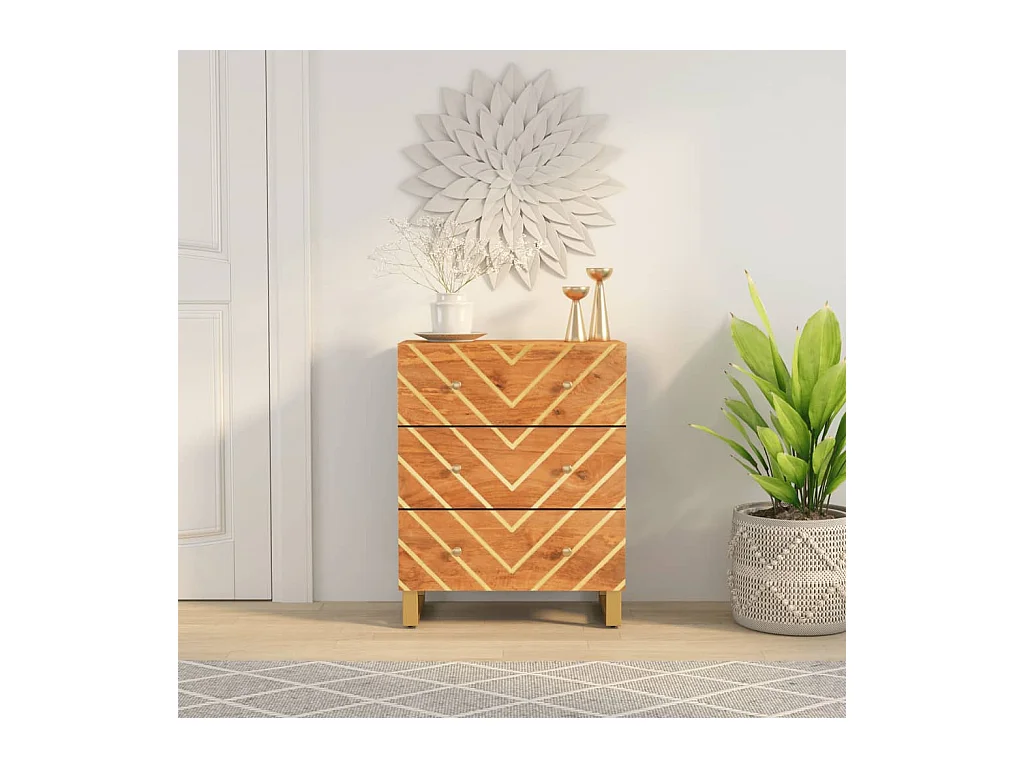 Armoire latérale marron et noir 60x33,5x75 cm bois de manguier