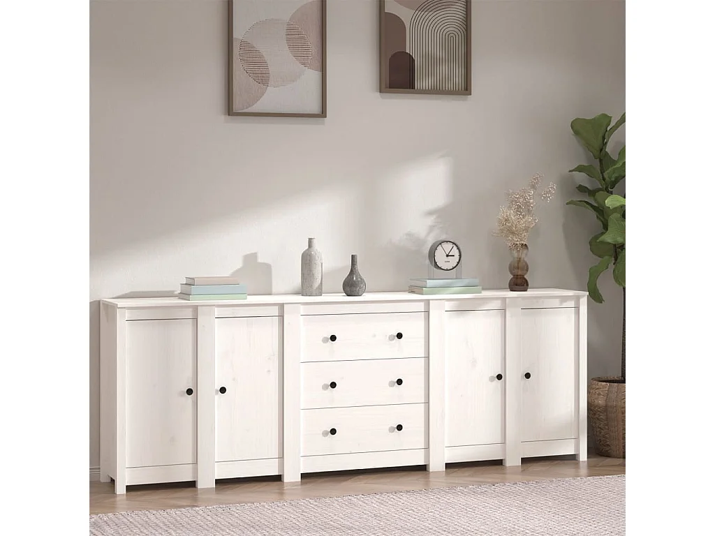 Dressoir 230x35x80 cm massief grenenhout wit