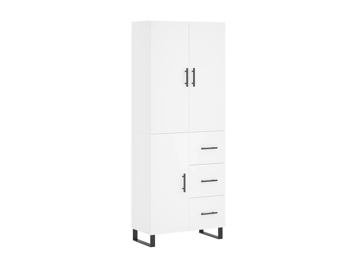 Aparador alto madera contrachapada blanco 69,5x34x180 cm