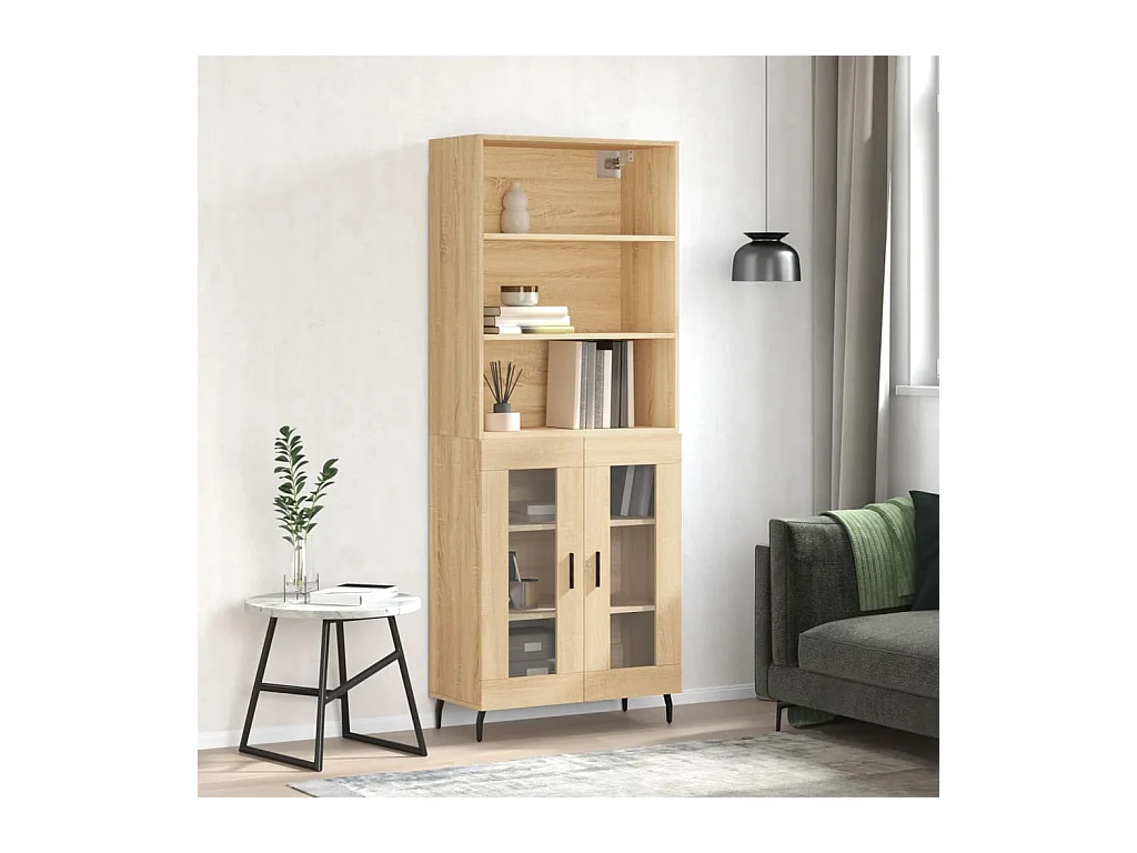 Aparador alto madera contrachapada color roble 69,5x34x180 cm