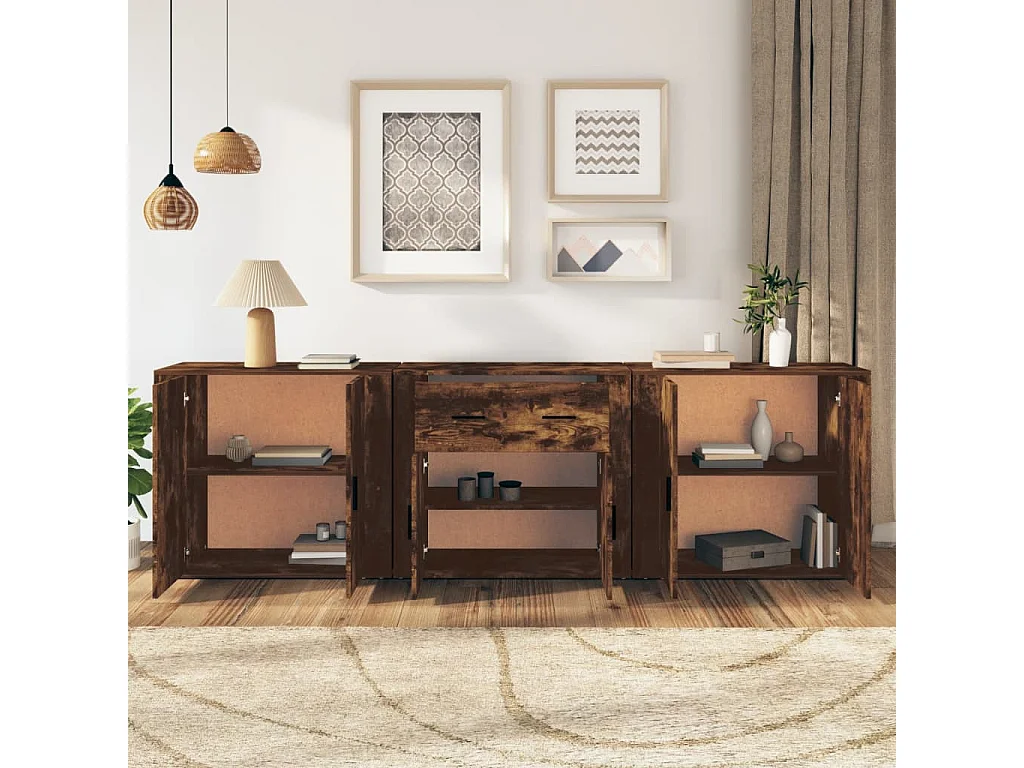 Buffets 3 pièces Chêne fumé Bois d'ingénierie