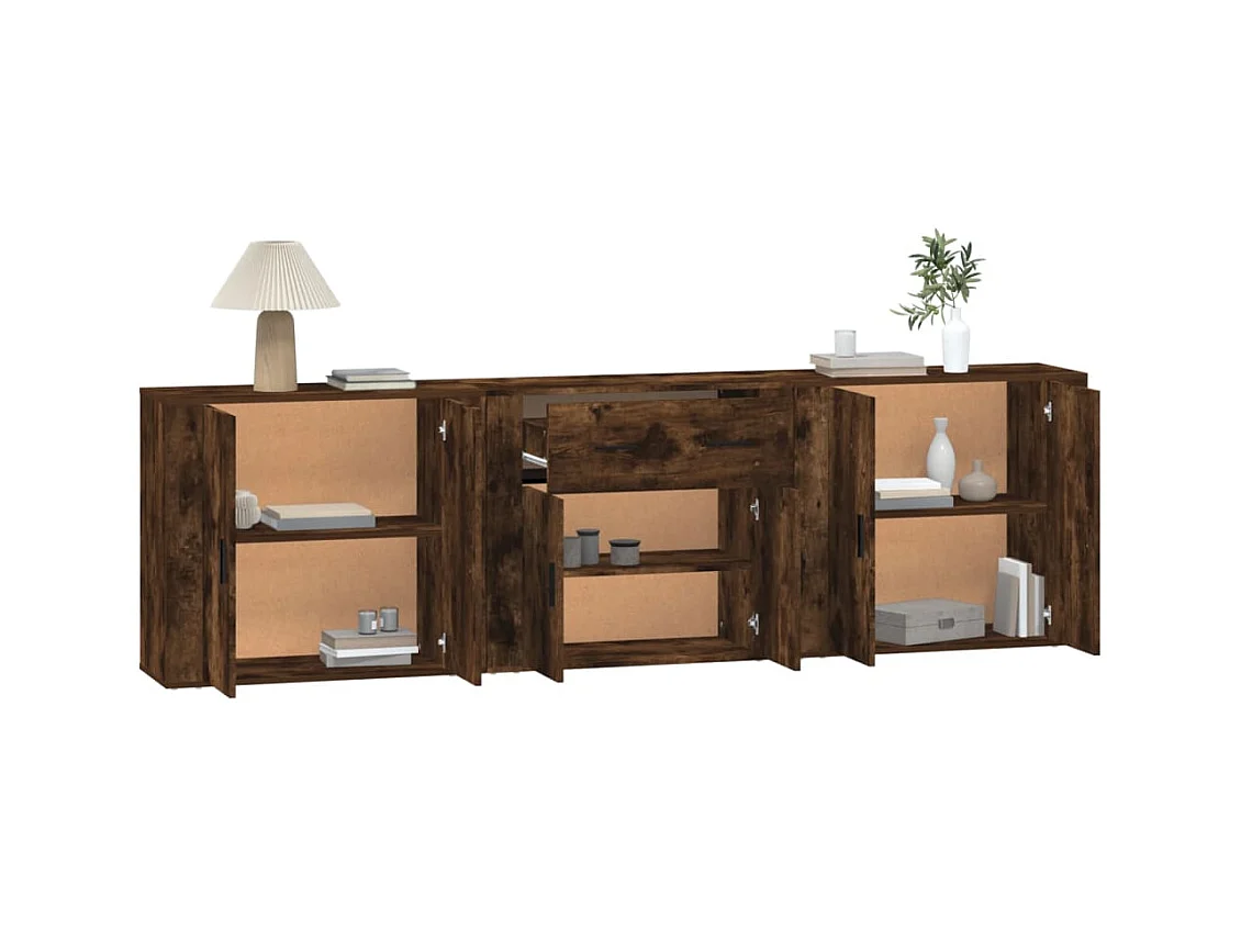 Buffets 3 pièces Chêne fumé Bois d'ingénierie