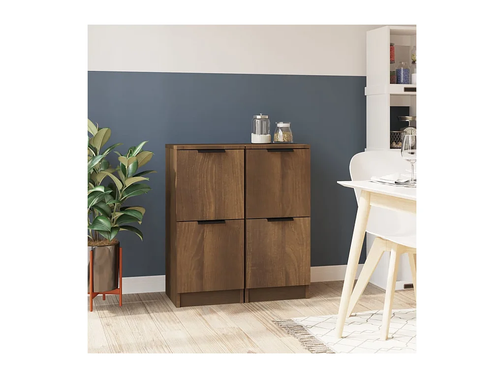 Buffets 2 pièces Chêne marron 30x30x70 cm Bois d'ingénierie