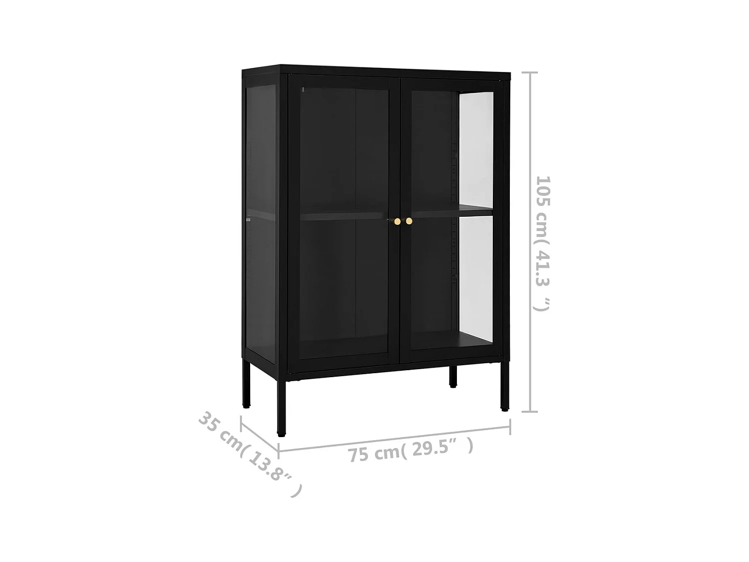 Buffet Noir 75x35x105 cm Acier et verre