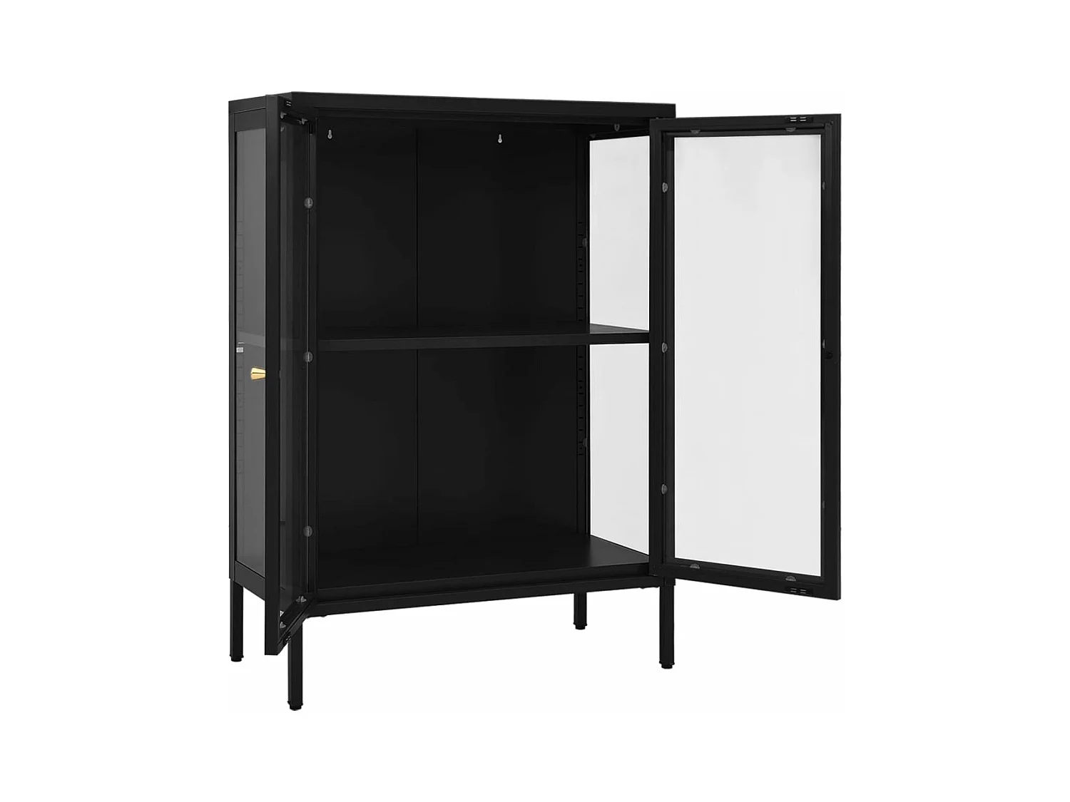 Buffet Noir 75x35x105 cm Acier et verre