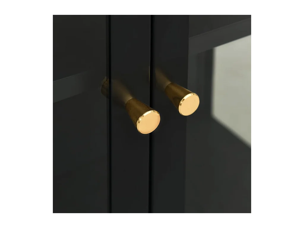 Buffet Noir 75x35x105 cm Acier et verre