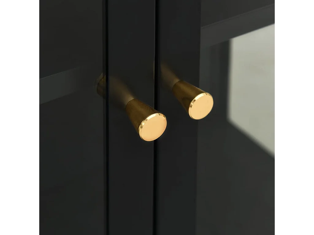 Aparador de acero y vidrio negro 75x35x105 cm