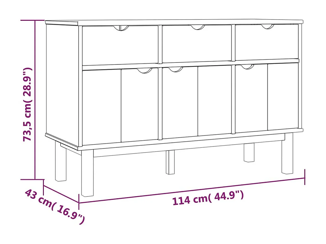 Buffet OTTA 114x43x73,5 cm Bois massif de pin