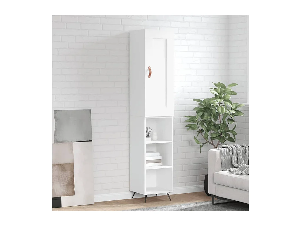 Aparador alto madera contrachapada blanco 34,5x34x180 cm