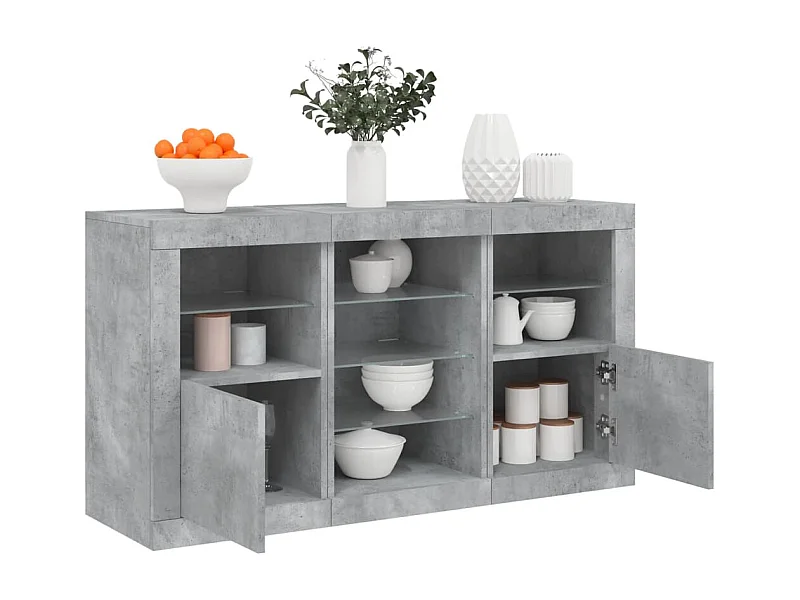 Buffet avec lumières LED gris béton 123x37x67 cm
