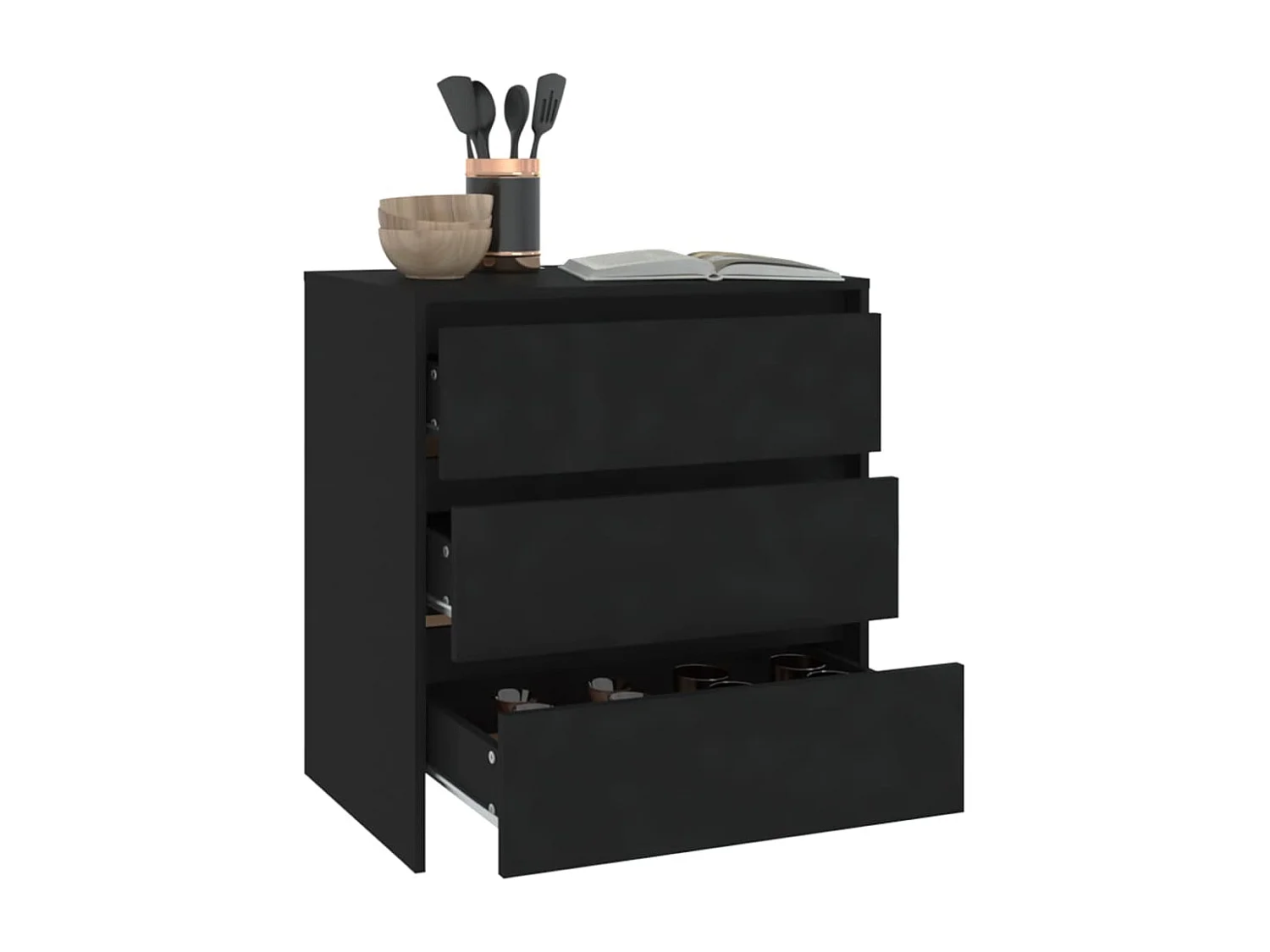 Buffet Noir 70x41x75 cm Aggloméré