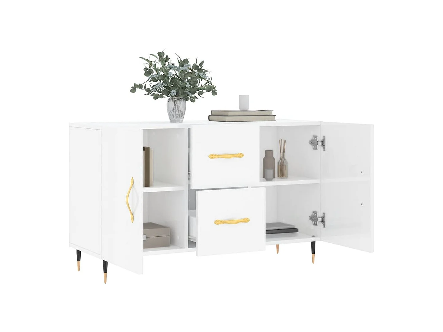 Buffet blanc brillant 100x36x60 cm bois d'ingénierie